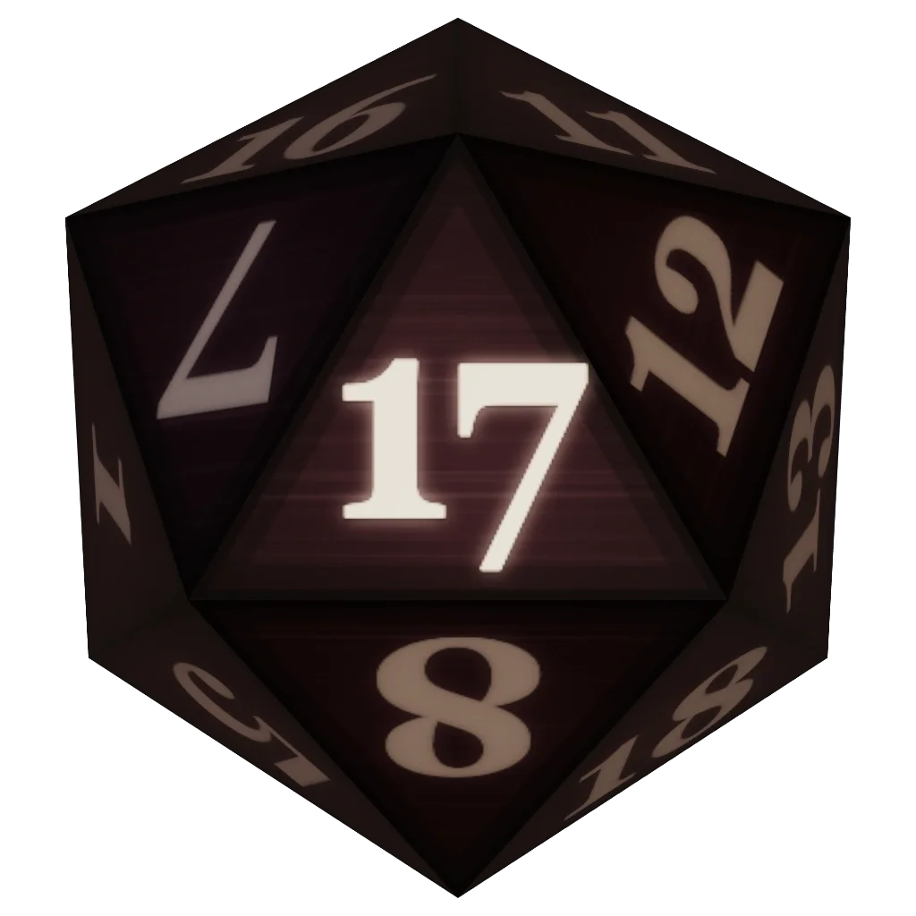 The Dark Iron d20 landed on 17